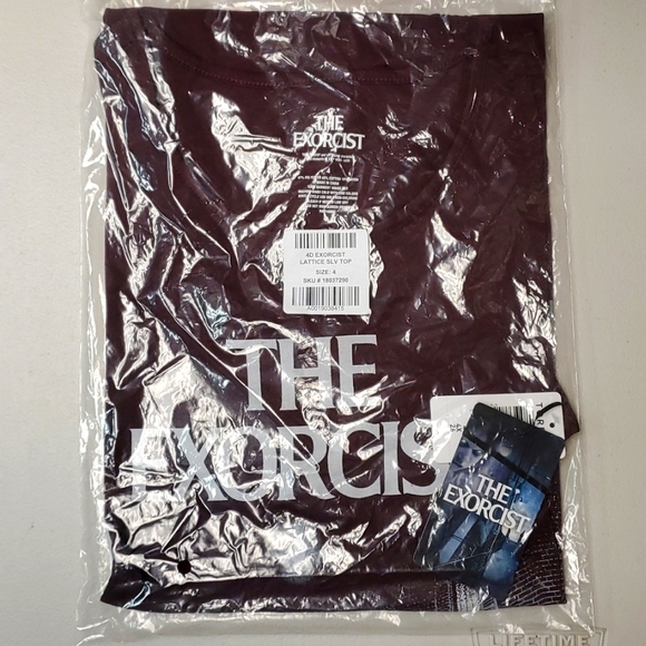 ❤️NWT VINTAGE TORRID TEE - THE EXORCIST LATTICE SLEEVE TOP HALLOWEEN PLUS SIZE - Picture 12 of 13